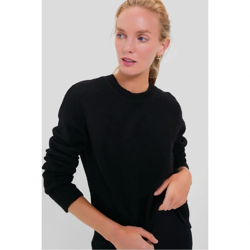 Tuckernuck Faris Pullover Sweater Womens XL Comfy Cozy Black Minimalist Chic NWT